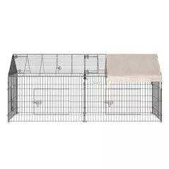 PawHut Metal Rabbit Run Playpen, Guinea Pig Cage, 220 x 103 x 103cm, Beige - 9
