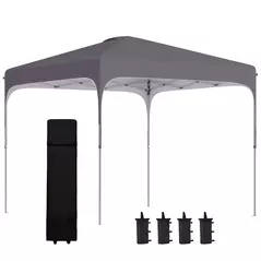 Outsunny 3 x 3(M) Pop Up Gazebo, UPF 50+ Foldable Canopy Tent with Wheeled Carrybag, 4 Leg Weight Bags, Height Adjustable Marquee Shelter 1 person easy setup for Outdoor Garden Patio Party, Dark Grey - 1