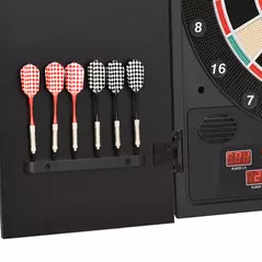 HOMCOM Electronic Dartboard Set, 27 Games Modes and 202 Variations, LED & 12 Soft Tip Darts and Cabinet to Storage, Ready-to-Play Multi-Game Option Darts Machine - 8