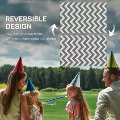 Outsunny 121 x 182 cm(4x6ft) Outdoor Rug Reversible Mat Plastic Straw Rug Portable RV Camping Mat for Garden Deck Picnic Indoor, Light Grey & White - 7