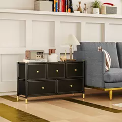 HOMCOM Faux Leather Front Chest of Drawers - Black - 8