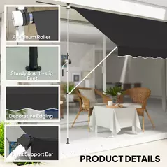 Outsunny 3x1.5m  Adjustable Outdoor Aluminium Frame Awning Black - 5