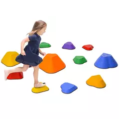 AIYAPLAY 11-Piece Heart-Shaped Kids Balance Stepping Stones and Motor Skills, Multicoloured - 1