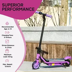 AIYAPLAY Electric Scooter for Kids Aged 6-14 Years, with Colourful Lights, Purple - 7