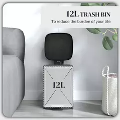 HOMCOM 12L Modern Boxy Metal Home Kitchen Bin - Black - 4