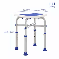 HOMCOM 44-51.5cm Aluminium Frame Shower/Bath Stool - White - 3