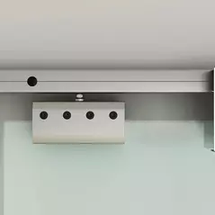 HOMCOM 90cm Sliding Glass Door with Hardware Track Kit, Frosted Tempered Glass with Stripe Pattern, Round Handle - 7