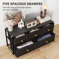 HOMCOM Faux Leather Front Chest of Drawers - Black - 4