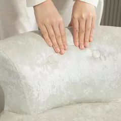 HOMCOM Dressing Table Stool with Rubber Wood Legs, Ice Velvet Vanity Stool for Living Room Bedroom, Beige - 9