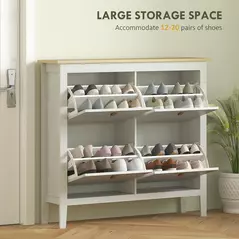 HOMCOM Modern Four-Drawer Shoe Cabinet - White - 4