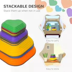 AIYAPLAY 11-Piece Heart-Shaped Kids Balance Stepping Stones and Motor Skills, Multicoloured - 5