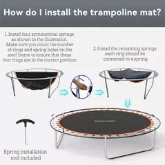 SPORTNOW Trampoline Replacement Mat with Spring Pull Tool, 54 V-Hooks, for 10ft Trampoline using 14cm Springs, Orange - 6