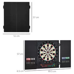 HOMCOM Electronic Dartboard Set, 27 Games Modes and 202 Variations, LED & 12 Soft Tip Darts and Cabinet to Storage, Ready-to-Play Multi-Game Option Darts Machine - 3