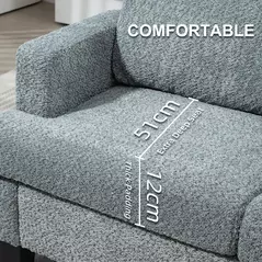 HOMCOM Two-Seater Chenille Sofa - Light Grey - 4