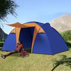 Outsunny Camping Tent with 2 Bedroom, Living Area and Porch, 4-6 Man Large Tunnel Tent, 2000mm Waterproof, Portable with Bag - 2