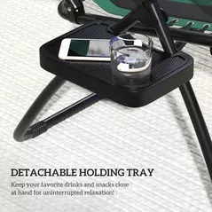 Outsunny Zero Gravity Lounger Chair Set of 2, Folding Reclining Patio Chair with Shade Cover, Padded Seat, Cup Holder, Soft Cushion and Headrest for Poolside, Camping, Green - 8