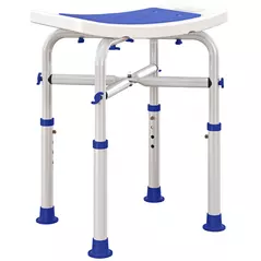 HOMCOM 44-51.5cm Aluminium Frame Shower/Bath Stool - White - 1