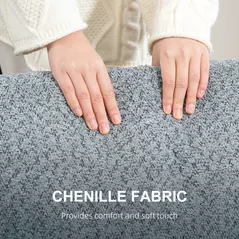 HOMCOM Two-Seater Chenille Sofa - Light Grey - 5