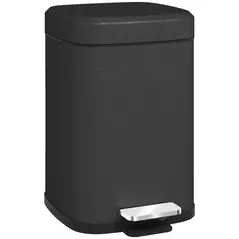 HOMCOM 12L Modern Boxy Metal Home Kitchen Bin - Black - 1
