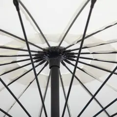 Outsunny 3(m) Cantilever Umbrella 18 Ribs & Vents Adjustable Angle for Patio Cream White - 8