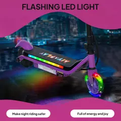 AIYAPLAY Electric Scooter for Kids Aged 6-14 Years, with Colourful Lights, Purple - 4
