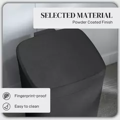 HOMCOM 12L Modern Boxy Metal Home Kitchen Bin - Black - 6