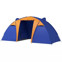 Outsunny Camping Tent with 2 Bedroom, Living Area and Porch, 4-6 Man Large Tunnel Tent, 2000mm Waterproof, Portable with Bag - 1