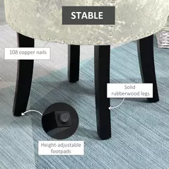 HOMCOM Dressing Table Stool with Rubber Wood Legs, Ice Velvet Vanity Stool for Living Room Bedroom, Beige - 5