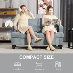 HOMCOM Two-Seater Chenille Sofa - Light Grey - 6