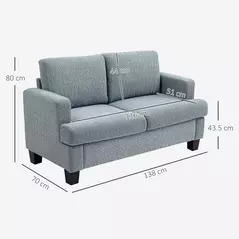 HOMCOM Two-Seater Chenille Sofa - Light Grey - 3