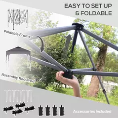 Outsunny 3 x 3(M) Pop Up Gazebo, UPF 50+ Foldable Canopy Tent with Wheeled Carrybag, 4 Leg Weight Bags, Height Adjustable Marquee Shelter 1 person easy setup for Outdoor Garden Patio Party, Dark Grey - 5