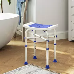 HOMCOM 44-51.5cm Aluminium Frame Shower/Bath Stool - White - 2