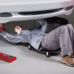 DURHAND Mechanic Vehicle Creeper, Under-Car Rolling Crawler Board, with Headrest, Wheels, Black - 2