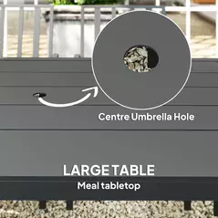 Outsunny Seven-Piece Minimal Metal Garden Dining Set, with Parasol Hole - Black - 5