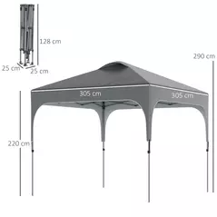 Outsunny 3 x 3(M) Pop Up Gazebo, UPF 50+ Foldable Canopy Tent with Wheeled Carrybag, 4 Leg Weight Bags, Height Adjustable Marquee Shelter 1 person easy setup for Outdoor Garden Patio Party, Dark Grey - 3