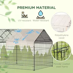 PawHut Metal Rabbit Run Playpen, Guinea Pig Cage, 220 x 103 x 103cm, Beige - 4