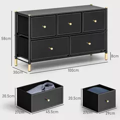 HOMCOM Faux Leather Front Chest of Drawers - Black - 3
