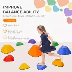 AIYAPLAY 11-Piece Heart-Shaped Kids Balance Stepping Stones and Motor Skills, Multicoloured - 4