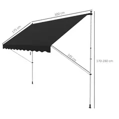 Outsunny 3x1.5m  Adjustable Outdoor Aluminium Frame Awning Black - 3