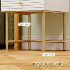 HOMCOM Set of Two Elegant Bedside Tables - White/Gold-Tone - 6