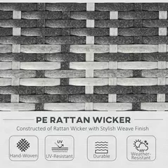 Outsunny 6 PC Rattan Sofa Coffee Table Set Sectional Wicker Weave Furniture for Garden Outdoor Conservatory w/ Pillow Cushion Grey - 4