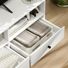 HOMCOM Multi-Storage Minimal TV Stand - Cream White - 9
