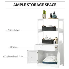kleankin Bathroom Floor Cabinet, Free Standing Kitchen Cupboard with Shelves, Drawer and Doors, Storage Organizer for Living Room, White - 5