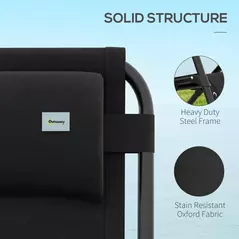 Outsunny Zero Gravity Lounger Chair, Folding Reclining Patio Chair with Padded Seat, Cup Holder, Soft Cushion and Headrest for Poolside, Camping, Black - 6