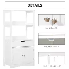 kleankin Bathroom Floor Cabinet, Free Standing Kitchen Cupboard with Shelves, Drawer and Doors, Storage Organizer for Living Room, White - 4