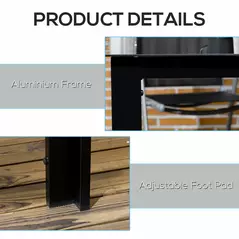 Outsunny Outdoor Dining Table for 6, Aluminium Rectangular Garden Table with Tempered Glass Tabletop for Yard, Patio, Black - 5