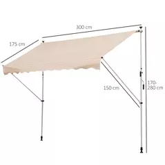 Outsunny 3x1.5m  Adjustable Outdoor Aluminium Frame Awning Beige - 3