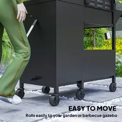 Outsunny 3+1 Burner Gas BBQ Grill with Storage Cabinet and Shelves, 9.5 kW Gas Barbecue Trolley with 6 Castor Wheels, Warming Rack, Thermometer for Outdoor Cooking Garden Party, Black - 8