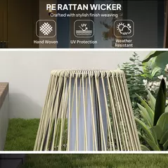 Outsunny Garden Rattan Lamp, 72 cm Tall Solar Rattan Floor Lamp, Solar Garden Light with Auto On/Off LED, IP44 for Outdoor, Porch, Pathway, Terrace, Grey - 6