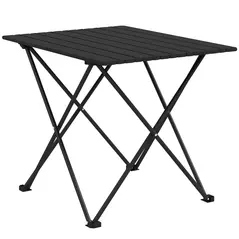 Outsunny Folding Camping Table, Lightweight Metal Picnic Table with Carry Bag, Foldable Table for Outdoor Camping, Picnic, Hiking, BBQ, Fishing, Black - 1